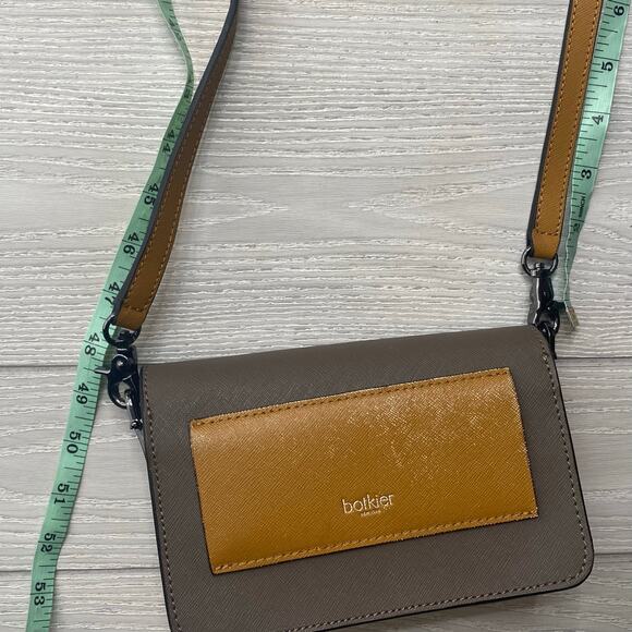 Botkier Women's Truffle Gray & Camel Coloblock Leather Crossbody Purse Bag - Picture 6 of 12